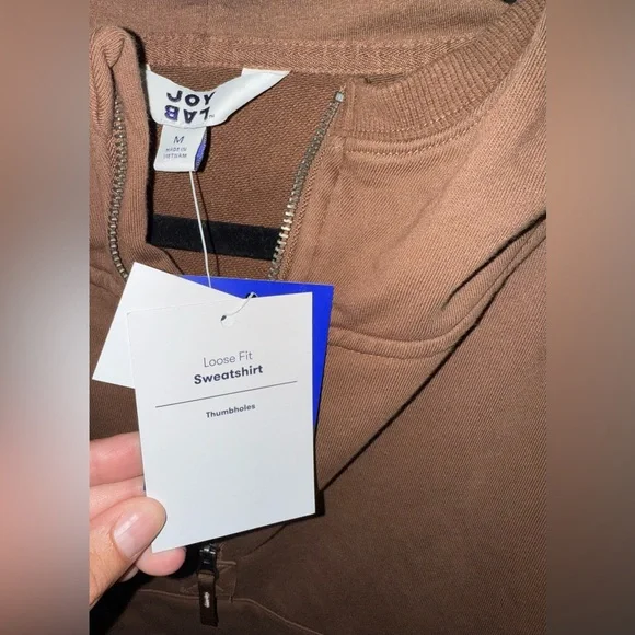 NWT JOYLAB women’s French Terry 1/2 Zip Hooded Pullover Sweatshirt M & XL  ✨ - Picture 6 of 8